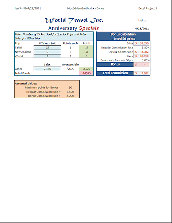 Print Preview: Bonus sheet with Heinz calculation - Portrait orientation, one page