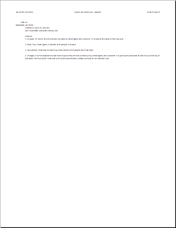 Print Preview: sheet Special - comments at end - page 3 only
