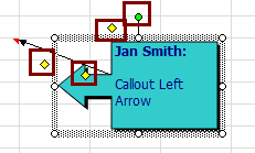 Shape: Callout Left Arrow with 3 adjustment handles and a rotation handle