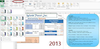 Excel workbook with Clipboard pane open to move table out of the way of the Themes gallery (Excel 2013)