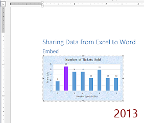 Word- embedded chart object