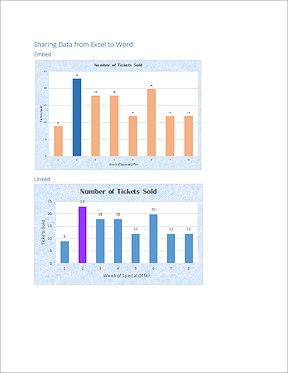 Sharedata with 2 charts - embedded and linked