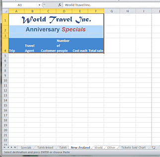 New Zealand sheet - titles and column labels pasted to the grouped sheets