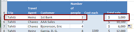 New row inserted at the top of the data, data entered, new row formatted