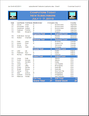 Preview: Exercise Excel 4-3 - Computers Today subscribers