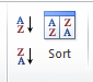 Ribbon: Data > Sort & Filter > Sorting buttons (Excel 2010)