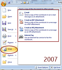 Button: Office > Send (Excel 2007)