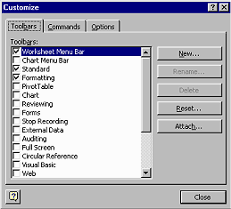 Dialog: Customise Toolbar