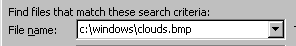 File name text box c:\windows\clouds.bmp
