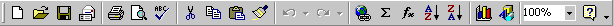 Standard toolbar for Excel 2000