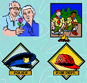 Slide 6 images: Senior citizens, Scouts, police, fire fighters