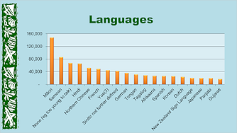 Languages slide: Both axes, columns, and plot area formatted (PowerPoint 20213)