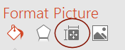 Format Picture > Size & Properties  (PowerPoint 2016)