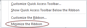 Right Click Menu: Ribbon (PowerPoint 2010)