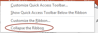 Right Click Menu: Ribbon (PowerPoint 2016)