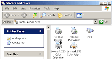 Control Panel | Printers and Faxes (WinXP)