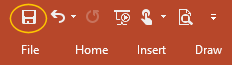 Toolbar: Quick Acces - Save button (PowerPoint 2016)