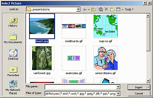 Dialog: Select Picture - beach.jpg