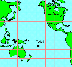 map of Pacific with Tahiti marked