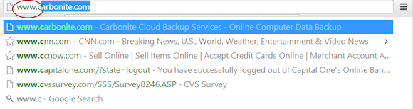 Address Bar suggests URLs as you type (Chrome 34)