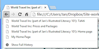 History list for Back button (Chrome 34)