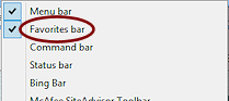 Right Click Menu: Favorites Bar (IE11)