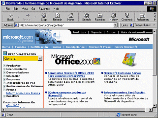 Internet Explorer - Microsoft Argentina site