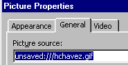 Dialog: Picture Properties | General - unsaved gif