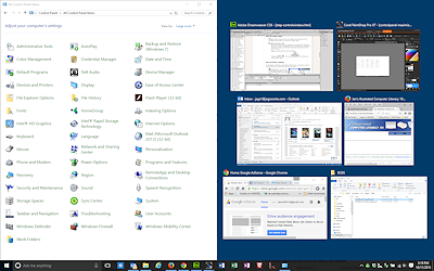 Control Panel docked at left with thumbnails on right (Win10)