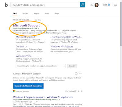 Microsoft Support page in Edge