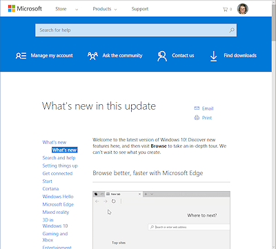Help web page: What's new in this update (Win10CU)