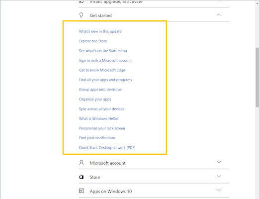 Topics for Get Started (Win10)