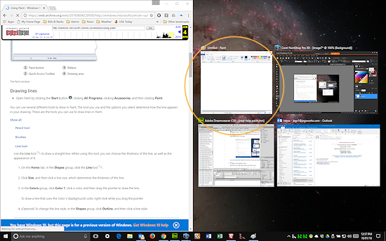 Browser docked left; thumbnails right (Win10)