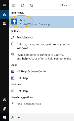 Search for 'help'  (Win10CU)