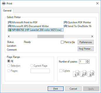 Dialog: Print (Win10)