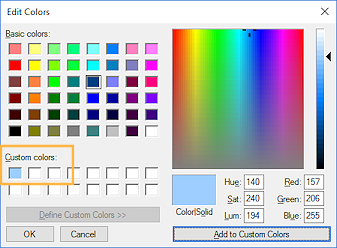 Dialog: Edit Colors, in Paint (Win10)