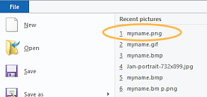 Recent pictures> myname.png (Win10)