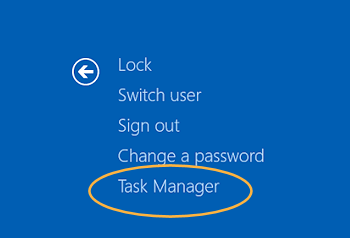 Screen with shortcut to Task Manager (Win10)