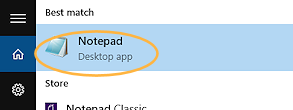Search: Notepad (Win10)