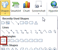 Button: Shape > Rectangle (Word 2010)