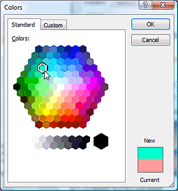 Dialog: Color - replacing pink with turquoise (Word 2007)