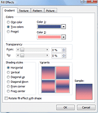 Dialog: Fill Effects > Gradient - indigo and pink (word 2007)
