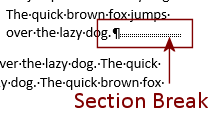 Section Break with no words (Word 2013)