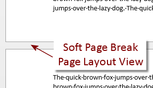 Soft Page Break in Page Layout View (Word 2013)