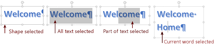 Example: WordArt selections (Word 2013)