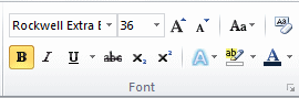 Ribbon: Home tab - Font tab group (Word 2010)