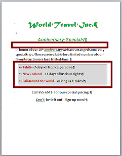Flyer after changing line spacing (Word 2010)