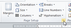 Dialog Box Launcher for Page Setup dialog