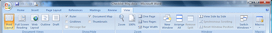 Ribbon: View (Word 2007)