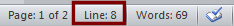 Status bar: Line number (Word 2010)